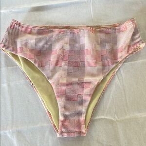 Pink and Cream High-Waisted Bikini Bottom